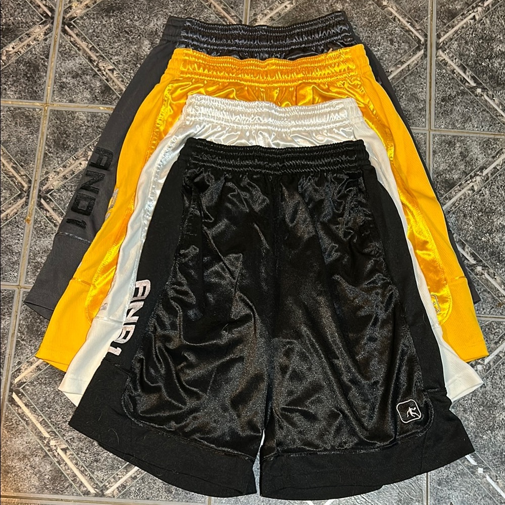 AND1 Athletic Shorts Set - Black, Yellow, White